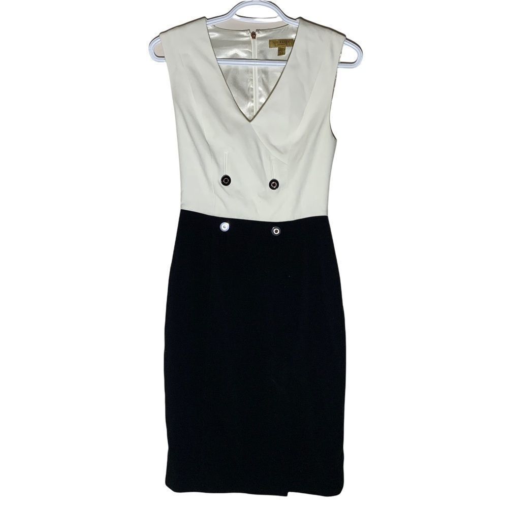 Ted Baker London Leotaad Tuxedo White and Black Dress Size 2